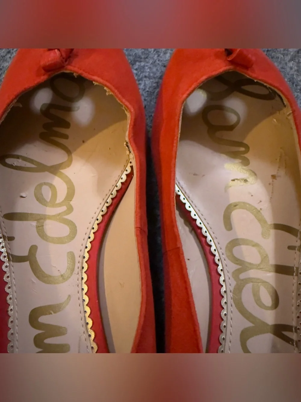 Sam Edelman Red Orange Suede Pointed-Toe Flats Size 9.5